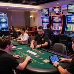 Dynamic online gambling experience at xx88 casino with vibrant gaming tables and players.