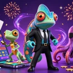 Engaging action scene with tỷ lệ bóng đá featuring a colorful sports betting smartphone and dynamic characters in a celebratory atmosphere.