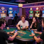 Exciting virtual casino scene with players enjoying AU88 com games and live dealer interactions.