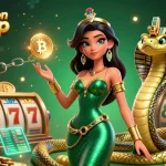 Engage with casinos not on gamstop in a vibrant, ultra-detailed casino scene featuring golden treasures.
