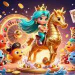 Experience thrilling action at nhà cái kim88 with our vibrant, colorful casino-themed illustration.