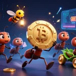 Experience a thrilling game heist with rs88 as animated ants carry a huge poker chip through a tunnel.