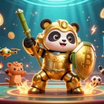 Experience exciting World Cup 2026 action with golden panda in a casino arena surrounded by betting elements.