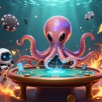 Engage with nhat vip in a vibrant, thrilling poker scene featuring alien characters and dynamic game elements.