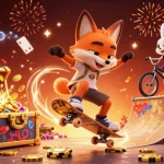 Play thrilling Game Bài CM88 as the fox skater and rabbit perform dynamic stunts over golden chips.