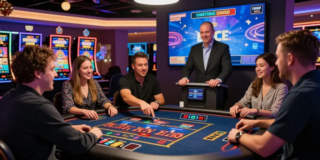 Exciting online casino environment showcasing players engaging at virtual tables, discovering options from crownwoods.org.uk.