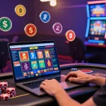 Player enjoying online casinos that accept credit cards in a lively gaming environment with colorful dashboard and gaming accessories.