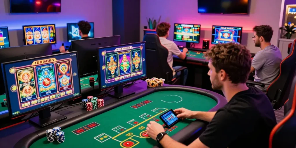 Engaged players at a credit card casino gaming session showcasing vibrant interfaces at https://cullengolfclub.co.uk/ with dynamic online experiences.