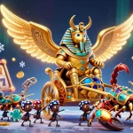 Experience intense gaming excitement with 68win's golden beetle and scorpions showcasing casino victories.