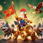 Engage with the thrilling FAFA828 casino experience featuring a vibrant 3D scene filled with slot reels.