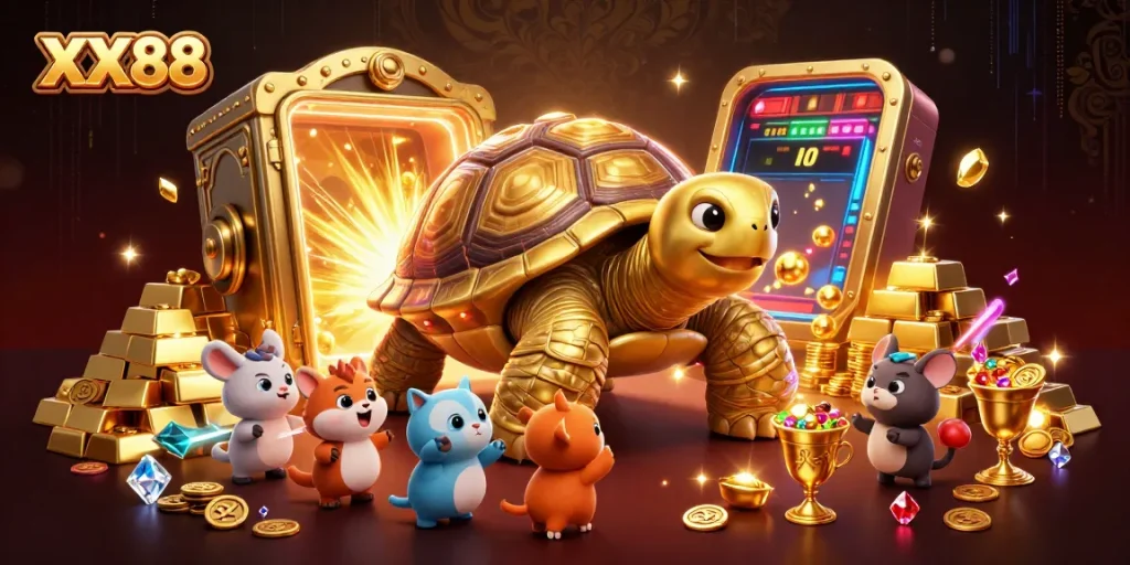 Experience the excitement of XX88's colossal golden tortoise game as it showcases vibrant treasures and thrilling gameplay.