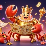 Engage with Jun88 Official in dynamic gaming adventure featuring a golden crab emperor and exciting lottery elements.